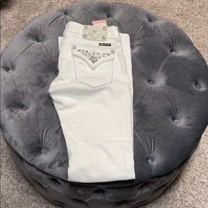 Miss Me White Silver Studded Bling Bootcut Jeans